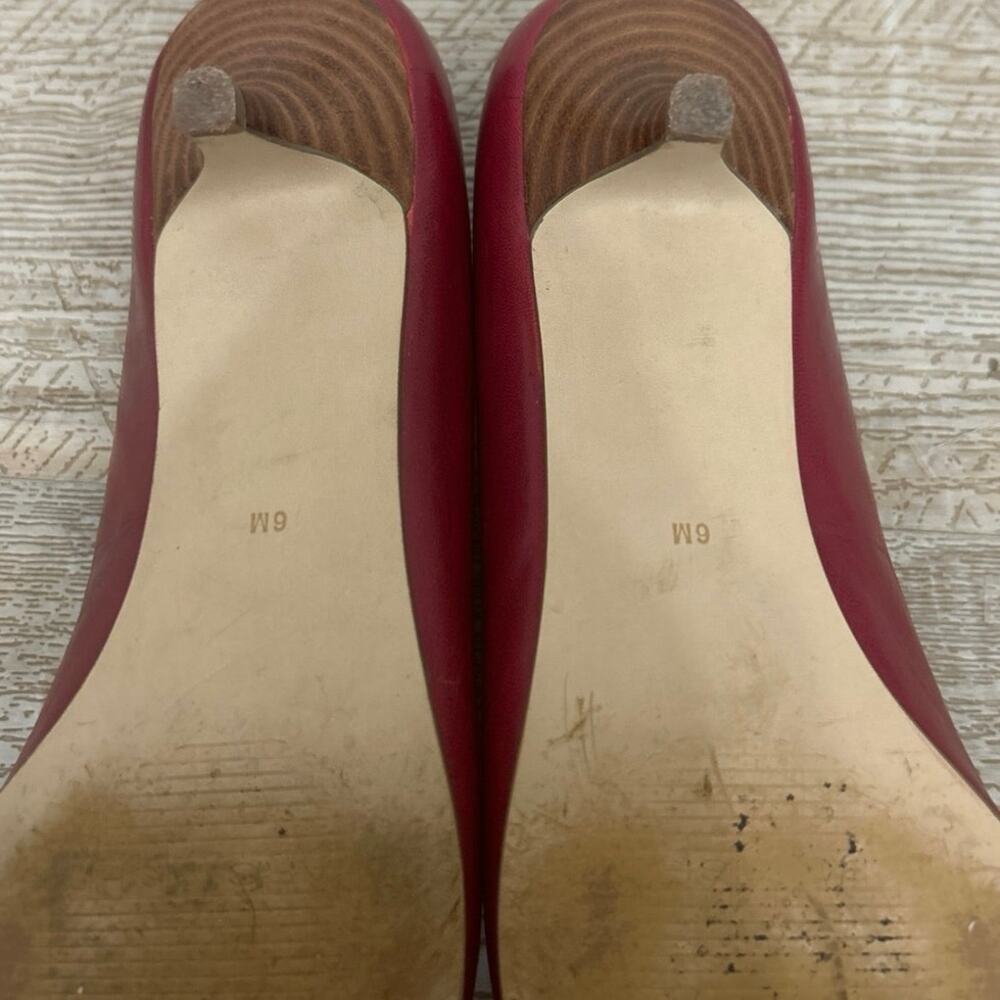 Vintage Y2K Marc Fisher Red Leather Bow Pointed Toe Cutout Kitten Heel Pumps 6 - Picture 14 of 16